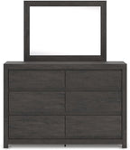 Signature Design by Ashley Parlayon Modern 6-Drawer Dresser and Mirror with Anti-Tipping Restraint, Black