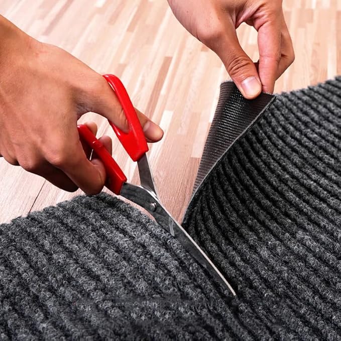 3x10Ft Commercial Indoor Outdoor Rug Grey Brush Step Entrance Floor Mat Commercial Runner Rugs with Rubber Backing for Hallways