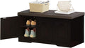 DINZI LVJ Shoe Bench, Entryway Storage Bench with Doors, Cushion, 2-Tier Shoe Rack with 6-Cubby, 39.4”L x 13.8”W Shoe Organizer Cabinet, Adjustable Shelf, Living Room, Bedroom, Espresso