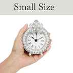 Mini Tabletop Clock, Decorative Metal Table Clock with Battery Operated for Bedside, Table, Living Room, Home and Office