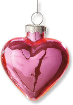 Lillian Vernon Shiny Glass Hearts Valentines Ornaments - 12 Piece Set, Blown Glass, Handcrafted Hanging Tree Decorations, Valentine's Day Holiday & Party Decor, 2" Tall Heart, Red, White & Pink