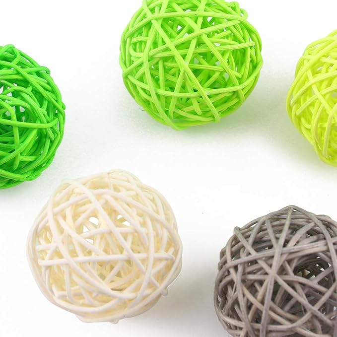 DomeStar 24PCS Green Decorative Balls for Bowl Centerpiece, 2 Inch Rattan Balls St. Patrick's Day Bowl Fillers Decor, Wicker Twig Orbs Spheres, Home Vase Table Decor