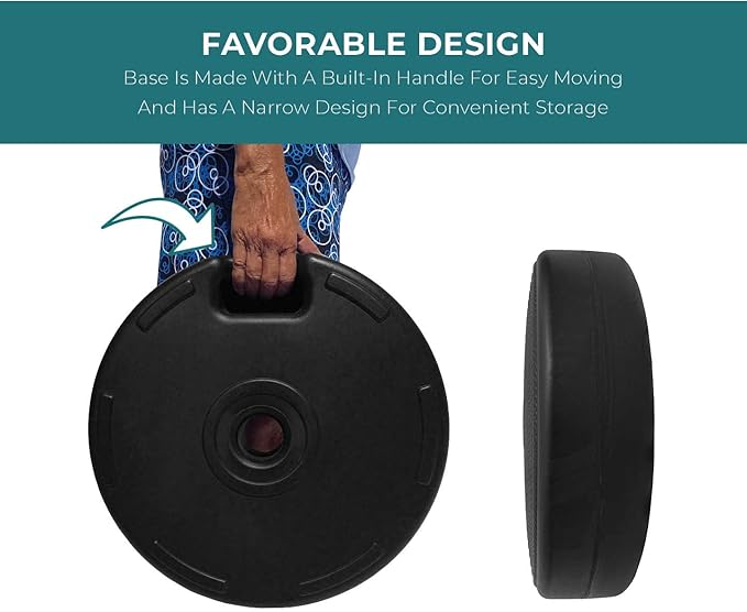 17L Round 18" Water/Sand Fillable Patio Outdoor Umbrella Base Stand w/Handle Carrier - Backyard Expressions