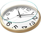 Wall Clock, 16 Inch Large Dial Non-Ticking Silent Battery Operated Quality Analog, Ultra-Quiet Movement Quartz, Timeless Stylish Clock, Ideal Modern Home, Office Décor (Gold)