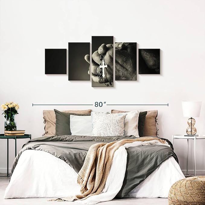 Elephant Stock Christian Prayer Canvas - 5 Panel Pictures Decor - Digital Design Canvas Print - Christian Wall Decor - 68" X 30"