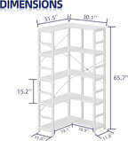 NUMENN 5 Tier Corner Bookshelf, Modern Corner Bookcase, Large Open Shelf Bookcase, Tall Bookshelves Storage Display Rack for Bedroom, Living Room and Home Office, White
