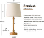 Oneach 19.5" Small Table Lamps Set of 2, Pull Chain Switch Bedside Table Lamps, Modern Nightstand Lamp with Linen Shade, Rustic Lamp for Living Room, Bedroom, Home Office, Nursery