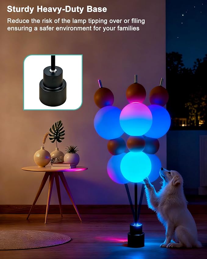 Lightdot RGB& 3000K Floor Lamp with Touch Control, Dimmable Colors Temperature, Globe Modern Floor Lamp with Smart Bulb Included, Orange Standing Lamps for Living Room/Sofa Beside/Corner Decor