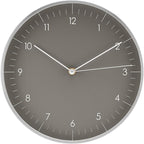 LUUK LIFESTYLE Wall Clock with Silent Movement, Minimalist Scandinavian Design, Gift for Moving-in, Arabic Numerals Easy to Read, Dark Grey and Silver