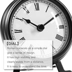 BESTIME AM-07 Black Metal Desk Clock.Small and Exquisite,Easy Read White Dial Black Numerals,Indoor,Elegant,Classy Style,Office,Living,Kitchen,Bedroom,Children's Room.