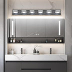 SOLFART Modern LED Dimmable Bathroom Light Fixtures Over Mirror Led Vanity Lights Modern Black LED 6 Light Vanity Light