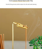 2 in 1 Glass Incense Holder for Sticks with 9-Hole Upright Burner, Ash Catcher, Cleaning Brush & Greeting Card, Meditation & Yoga Accessories,Gift for Home Decor (Light Base)