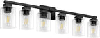 BesLowe 37" 6-Light Bathroom Light Fixture, Modern Black Vanity Light, Bathroom Lighting Fixtures Over Mirror, Matte Black Bathroom Wall Lamp, Wall Lights for Living Room Bedroom Hallway