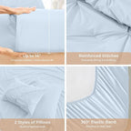 Sasttie Twin XL Comforter Set, 5-Piece Bed in a Bag, Pintuck Bedding Sets for All Season, Includes Comforter, Flat Sheet, Fitted Sheet, Pillowcase and Pillowsham, Light Blue