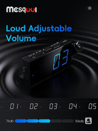 Digital Projection Alarm Clocks for Bedrooms - Large LED Display, 180° Rotatable Projector, 5-Level Dimmer,USB Charger,Battery Backup,Loud Dual Alarms for Kids Elderly,Heavy Sleepers,Snooze,12/24H,DST