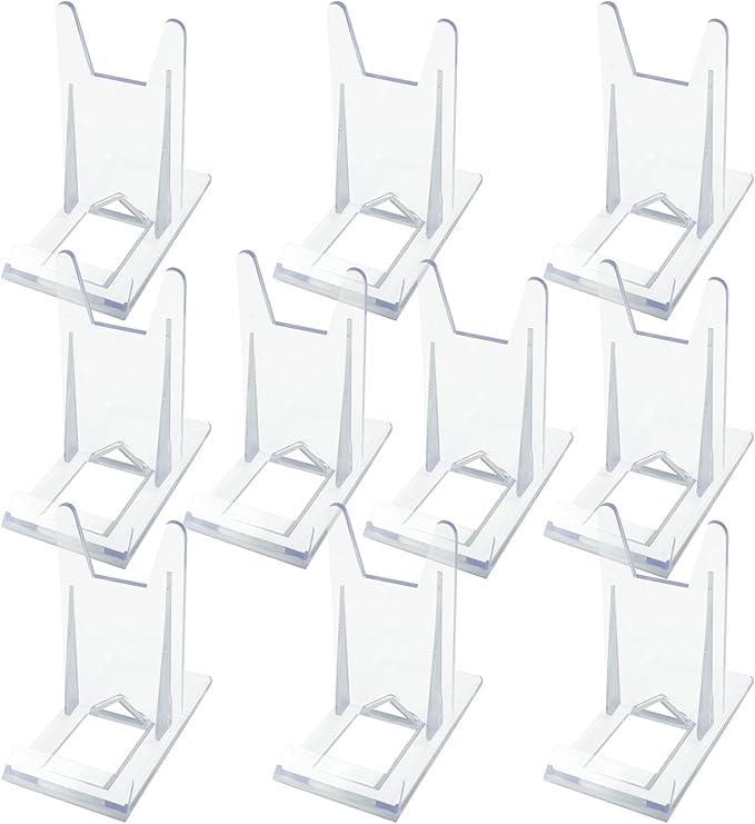 10 Packs Acrylic Comic Book Display, Adjustable Angle Comic Book Display Stand Easel Acrylic Plate Holders for Wallet Purses Comic Book Holder Magazine DVD Album Jewelry Pictures Platter