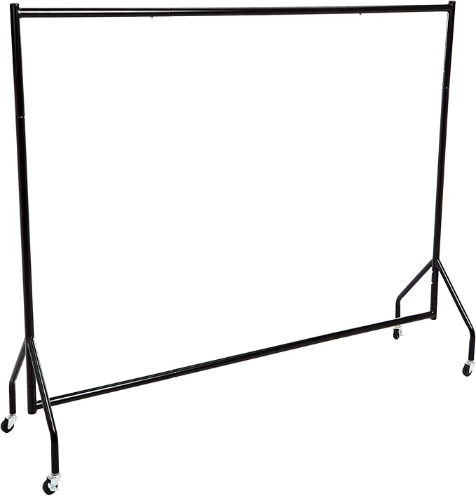 Amazon Basics Heavy Duty Rolling Garment Rack, Hanging Clothes Organizer Rail for Display and Storage, 1.82 x 1.52 m, Black