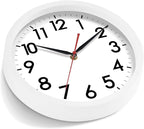 AKCISOT 14 Inch Wall Clock Silent Non Ticking Modern Wall Clocks Battery Operated, Analog Classic Clock Decorative for Bedroom, Kitchen, Home Office, Bathroom, School, Living Room (White)