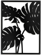 SIGNLEADER Metal Wall Art Decor Two Tropical Monsteras Leaf Minimalist Modern Abstract Wall Sculpture Hangings Home Decoration for Living Room, Bedroom, Bathroom, Kitchen, Outdoor - 36" Black
