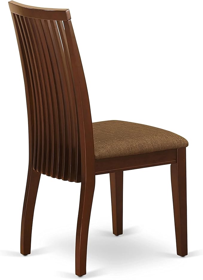 East West Furniture IPC-MAH-C Ipswich Dining Room Chairs - Linen Fabric Upholstered Solid Wood Chairs, Set of 2, Mahogany