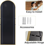 HARRITPURE 64"x21" Arched Full Length Mirror Free Standing Leaning Hanging Mounted Mirror Aluminum Frame Modern Simple Home Decor for Living Room Bedroom Cloakroom, Gold