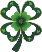 YEAHOME St Patricks Day Wall Decorations, 16'' Metal Four-Leaf Clover Wall Art Decor, Lucky Saint Patricks Day Hanging Decor for Home Indoor Outdoor Garden, Yard, Kitchen, Bathroom, Bedroom