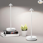 Cordless Table Lamps Rechargeable, 6000mAh Battery Operated LED Desk Lamp Outdoor Waterproof Portable Touch Dimmable Table Night Light for Patio Restaurant Dining Home Set of 2 White