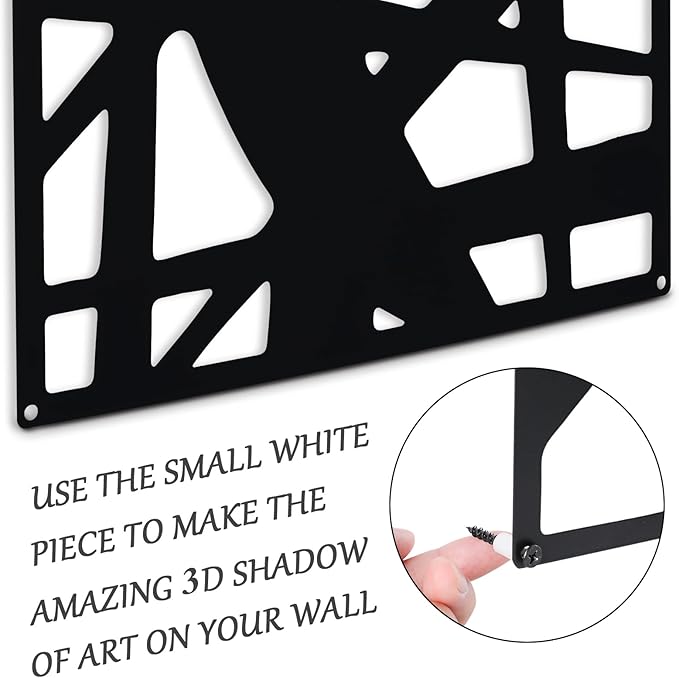 Bdor Decorative Metal Panels, Set of 4, 10.98" x 15.94", Modern Geometric Design, Black Metal Wall Art, Room Dividers, Architectural Elements for Home and Office Décor