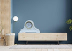 Mantel Clocks, Battery Operated, Silent Wood Table Clock with Westminster Chimes On The Hour, Solid Wooden Shelf Chiming Mantle Clock, 9" x 16" x 3" (White - Roman Numerals)