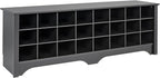 Prepac 24 Pair Shoe Cubby Bench, Entryway Bench, Mud Room Organization and Storage Bench for up to 24 Pairs of Shoes, Black, 15.5"D x 60"W x 20.25"H