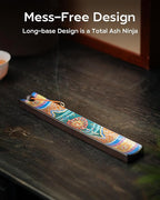 Japanese Incense Stick Holder with Ash Catcher - Ceramic Incense Burner with Traditional Ukiyo-e Art, for Zen Meditation, Home Decor & Gift
