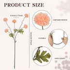 DuHouse 6pcs Artificial Flowers Faux Silk Pompon Mum,Silk Small Mini Chrysanthemum Ball with Stems for DIY Wedding Bouquets Centerpieces Vase Home Table Kitchen Decorations(Peach Fuzz)