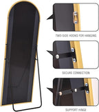 Arched Full Length Mirror, Floor Mirror with Stand, 64"x21", Wall Mirror Full Length, Gold Floor Length Mirror, Gold