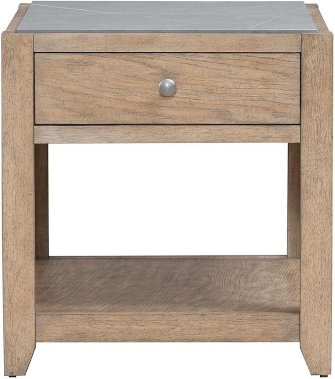 Liberty Furniture Millstone 3 Piece Living Room Set with Tile Top Cocktail Table, 2 End Tables - Nutmeg Oak Wood