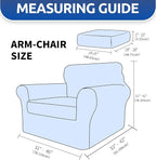 YEMYHOM Latest Checkered 2 Pieces Chair Covers for Living Room High Stretch Thickened Chair Slipcovers with Arms Anti Slip Elastic Armchair Sofa Couch Protector (Light Gray), 31"-46"(1 Cushion)