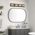 4-Light LED Black Vanity Lights for Bathroom Light Fixtures Adjust 3 Colors Modern Bath Lighing Over Mirror LED Vanity Light 27inch Acrylic Heads