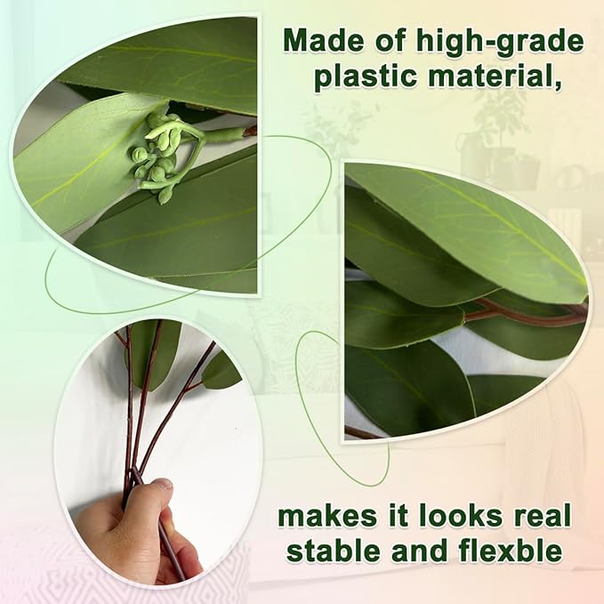 WAYNHUI 3 Pack Faux Real Touch Artificial Eucalyptus Stems with Seeds 31'' Tall Faux Greenery Stems for Bridal Wedding Bouquet Vase Table Centerpiece Decor (Green 3pack)