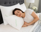 2 Pack Queen Size Rayon Derived from Bamboo Pillows, Cooling Shredded Memory Foam Pillow Sets for Sleeping for Back, Stomach, Side Sleepers, Adjustable,, Washable Cover, Queen (Pack of 2)