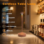 EJQ Cordless Table Lamp,Bedside Table Lamp for Bedroom,6000mAh Battery Operated Portable LED Desk Lamp,3 Way Dimmable Touch Lamp Rechargeable USB Charging Ports for Restaurant/Patio/Outdoor(Brown)