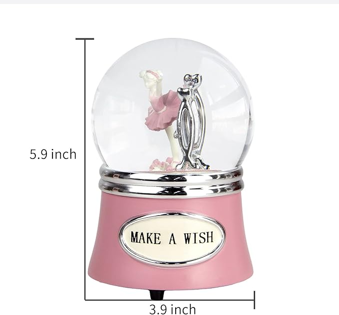 Ballerina Snow Globe, Christmas Music Box Snowglobes, Rotating Ballet Dance Gifts for Girls, 100MM Water Globe Musical Boxes, Plays Melody Fur Elise