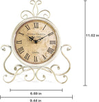 HZDHCLH Vintage Table Clocks for Living Room Bedroom Decor, Silent Decorative Farmhouse Shelf Clock Battery Operated, Small Rustic Mantel Clock with Roman Numerals (White)