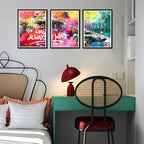Novatique Banksy Canvas Wall Art Graffiti Street Print Pictures Hand Heart Pop Art Posters Hand Of God Graffiti Art Painting Framed for Living Room Bedroom,12" x 16" x 3Pcs