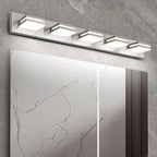 OKELI 5 Lights Bathroom Vanity Light Fixtures Brushed Nickel LED Dimmable Vanity Light Over Mirror Modern Wall Mounted Lighting Fixture, 350° Rotatable Lamp Head 36W Cold White 6000K ETL Listed