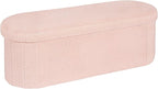 B FSOBEIIALEO Ottoman with Storage for Living Room, Sherpa Folding Storage Ottoman Foot Rest, 43.3 Inches Collapsible Bedroom Bench Pink