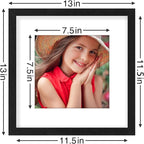 Vittanly 12x12 Picture Frames Set of 9, Display 8x8 Pictures with Mat or 12x12 without Mat, Photo Frames for Wall Mount, Engineered Wood, Black&Brown&Grey