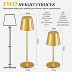 Cordless Table Lamp Rechargeable Gold - KK 2 Pack 5000mAH Battery Operated Lamp for Dining Table, 3 Color Stepless Dimming Waterproof LED Wireless Lamp for Counter, Outdoor Patio, Touch Control