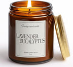 Lavender & Eucalyptus Scented Candles for Home, Natural Soy Wax Aromatherapy Non Toxic Candle Gifts for Women Men, Home Fragrance Decoration Glass Jar Candle for Meditation and Relaxation (9oz)
