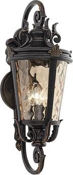 John Timberland Casa Marseille Vintage Outdoor Wall Light Fixture Veranda Bronze Scroll Frame 31" Champagne Hammered Glass for Exterior House Porch Patio Outside Deck Garage Yard Front Door