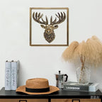 JJALIGHTS Animal Heads Wall Decor Resin Animals Sculptures Head Wall Hanging Decoration Imitation Copper vintage Wall Sculpture for Living Room Bedroom Office(Deer,include metal frames)