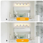 5-Light Modern Bathroom Light Fixture Chrome Bathroom Vanity Lights Over Mirror Wall Sconce Lighting with K9 Crystal Shades E26 Base for Bedroom, Living Room, Hallway Wall Lamp
